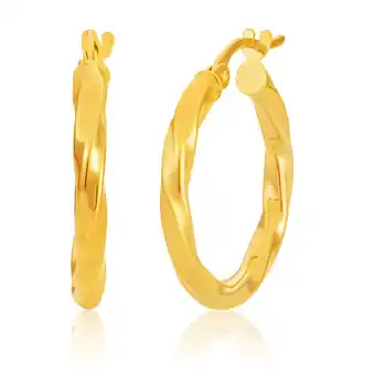 Shiels 9ct yellow gold hoop earrings in 15mm with twist offer
