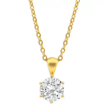 Shiels 9ct yellow gold 8mm cubic zirconia pendant offer