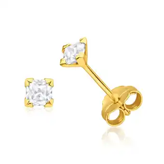 Shiels 9ct yellow gold cubic zirconia 3mm princess cut stud earrings offer