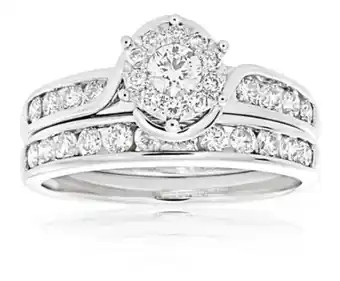 Shiels 9ct white gold 2 ring bridal set with 1 carat of brilliant cut diamonds offer