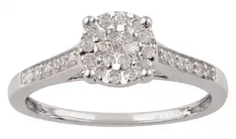 Shiels Sterling silver 18 points diamond ring with brilliant cut diamonds and "1 carat look" offer