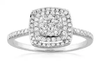 Shiels 9ct white gold 1/2 carat diamond ring with 73 brilliant cut diamonds offer