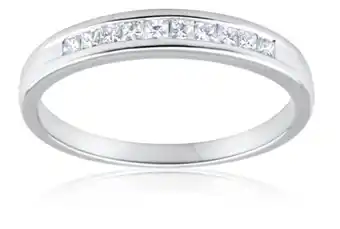 Shiels 9ct white gold 1/2 carat diamond ring with 11 princess cut diamonds offer
