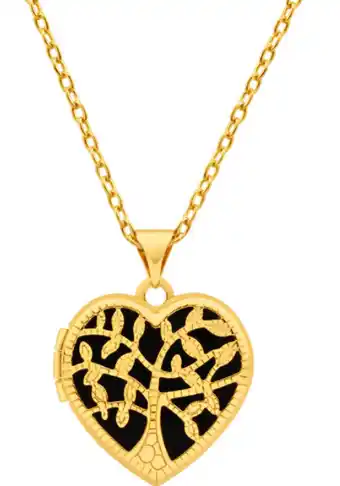 Shiels 9ct yellow gold silver filled heart shaped filigree tree of life 18mm locket pendant offer
