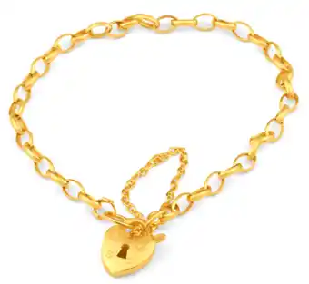 Shiels 9ct magnificent yellow gold silver filled belcher bracelet offer