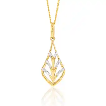 Shiels 9ct yellow gold diamond leaf pendant offer
