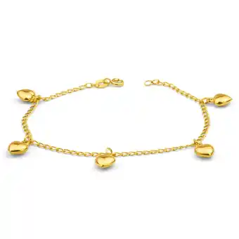 Shiels 9ct yellow gold silver filled heart drop 19cm curb bracelet offer