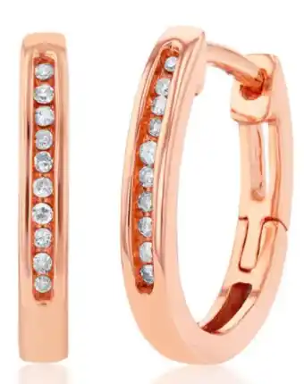 Shiels 9ct rose gold hoop earrings with 20 brilliant diamonds offer