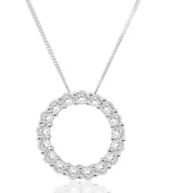 Shiels Flawless cut 9ct white gold diamond circle of life pendant with chain offer