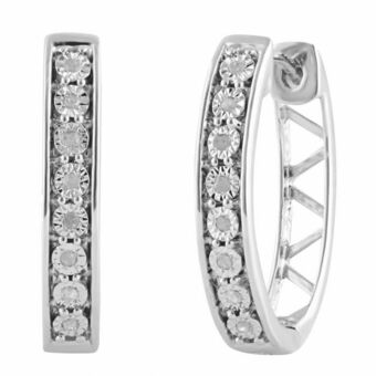 Shiels Sterling silver diamond hoops earrings offer