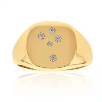 Shiels 9ct yellow gold zirconia southern cross set gents ring offer
