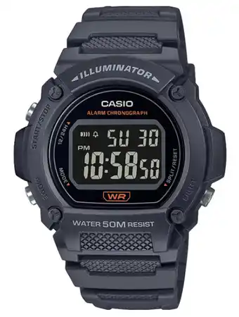 Shiels Casio w219h-8 grey 50 metres water resistant digital watch offer