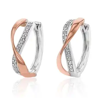 Shiels Gold plated sterling silver cubic zirconia cross over hoop earrings offer