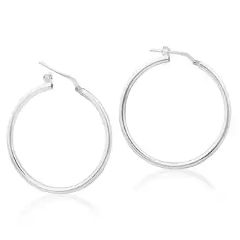 Shiels Sterling silver 30mm plain thin hoop earrings offer