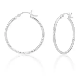 Shiels Sterling silver 30mm twist hoop earrings offer