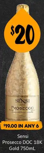 First Choice Liquor Sensi Prosecco DOC 18K Gold offer