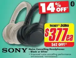 The Good Guys SONY Noise Cancelling Headphones offer