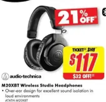The Good Guys Audio-technica M20XBT Wireless Studio Headphones offer
