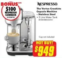 The Good Guys NESPRESSO The Vertuo Creatista Capsule Machine offer