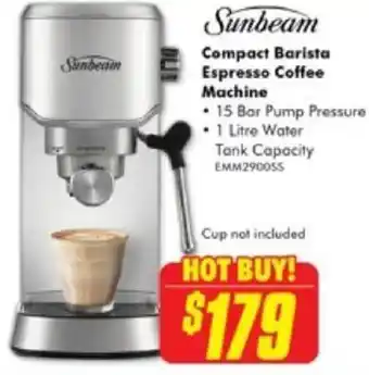 The Good Guys Sunbeam Compact Barista Espresso Coffee Machine offer