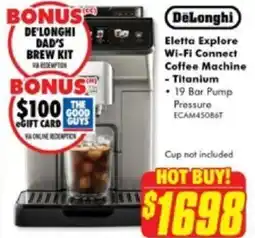 The Good Guys DeLonghi Eletta Explore Wi-Fi Connect Coffee Machine offer