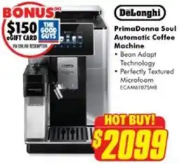 The Good Guys DeLonghi PrimaDonna Soul Automatic Coffee Machine offer