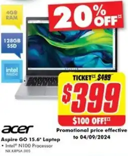 The Good Guys acer Aspire GO 15.6" Laptop offer