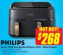 The Good Guys PHILIPS Series 3000 Dual Basket Airfryer XXXL offer
