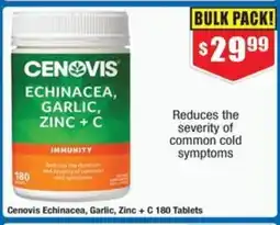 Chemist Warehouse Cenovis Echinacea, Garlic, Zinc C 180 Tablets offer