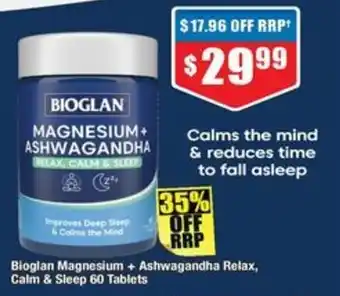 Chemist Warehouse Bioglan Magnesium + Ashwagandha Relax, Calm & Sleep offer