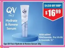 Chemist Warehouse Ego QV Face Hydrate & Renew Serum offer