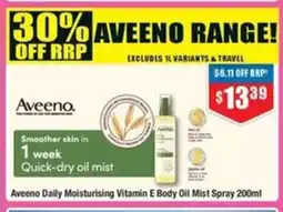 Chemist Warehouse Aveeno Daily Moisturising Vitamin E Body Oil Mist Spray offer