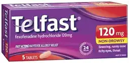 IGA Telfast Hayfever Allergy Relief 120mg Non‑Drowsy Tablets 5 Pack offer