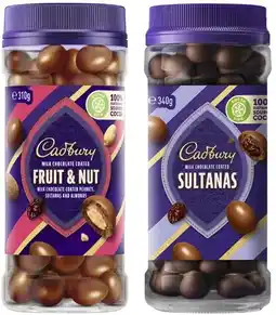 Coles Cadbury Chocolate Coated Fruit & Nut Jar 280g-340g offer