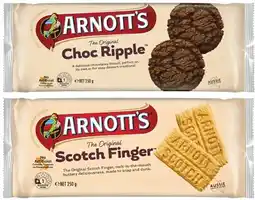 Coles Arnott's Scotch Finger or Choc Ripple Biscuits 250g offer