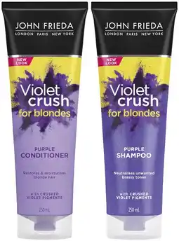 Coles John Frieda Violet Crush Tone Refresh Shampoo or Conditioner 250mL offer
