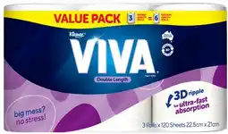 Coles Viva Double Length Paper Towel 3 Pack offer