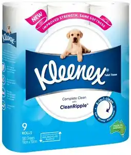 Coles Kleenex 3-Ply Complete Clean Toilet Paper 9 Pack offer