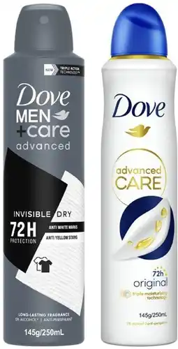 Coles Dove Advanced Care 72Hr Antiperspirant Aerosol Deodorant 250mL offer