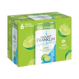 Woolworths Mount Franklin Lightly Sparkling Water 6 x 250ml offer
