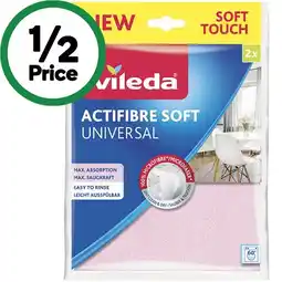 Woolworths Vileda Actifibre Soft Cloth Pk 2 offer
