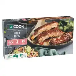 Woolworths Woolworths COOK Slow Cooked Pork Ribs in a Smokey BBQ Sauce 650g offer