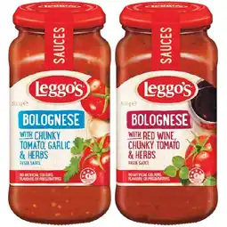 Woolworths Leggo's Pasta Sauce 490-500g offer