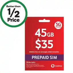 Woolworths Vodafone $35 Starter Pack§ offer