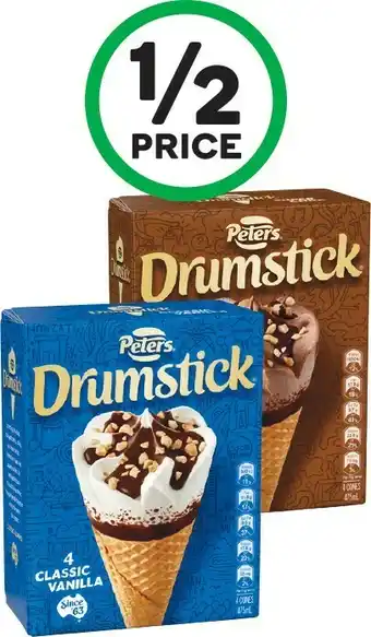 Woolworths Peters Drumstick 475-490ml Pk 4/6 – Excludes Drumstick Vegan – From the Freezer offer
