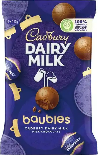 Woolworths Cadbury Baubles Varieties 113-117g offer