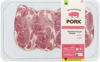 Woolworths Australian Pork Scotch Fillet Steak 600g offer