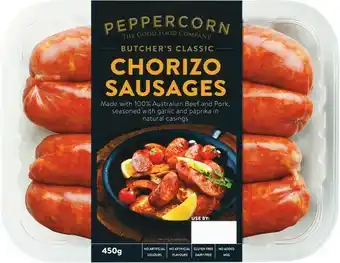 Woolworths Peppercorn Butcher Chorizo Sausages 450g offer