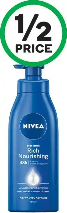Woolworths Nivea Rich Nourishing Body Lotion Moisturiser Plus Almond Oil 400ml offer