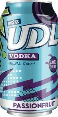Woolworths UDL Vodka Passionfruit Cans 4x375ml offer